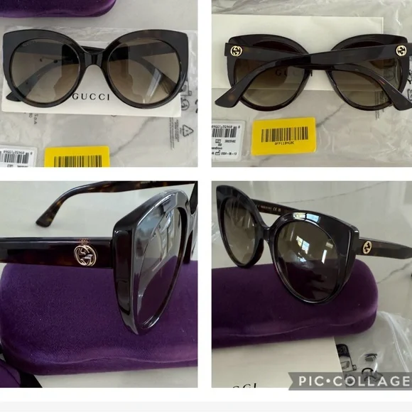 GUCCI CLASSIC AND TIMELESS HAVANA FRAMES WITH “GG” GOLD LOGO ON TEMPLES SUNNIES